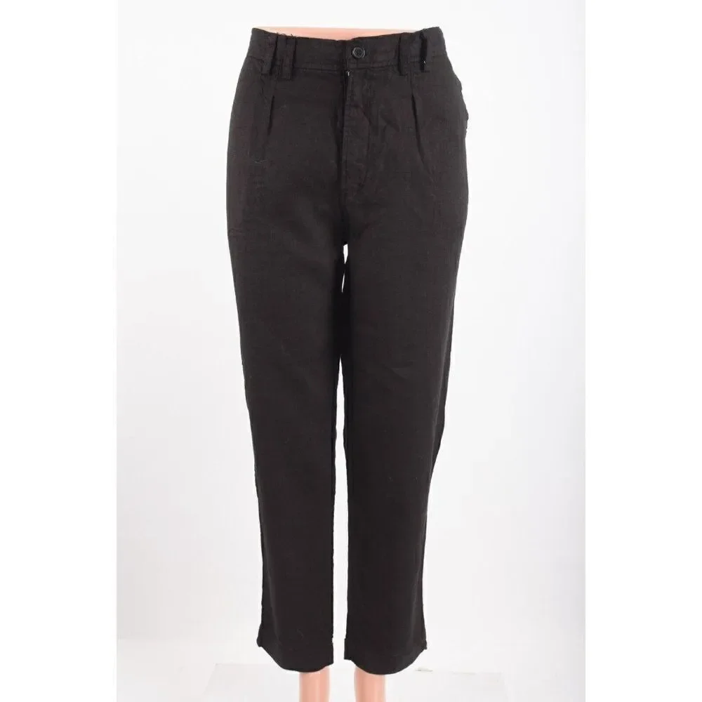 People Like Frank Womens Pants Size 6 Black Linen Straight Fit NWT
